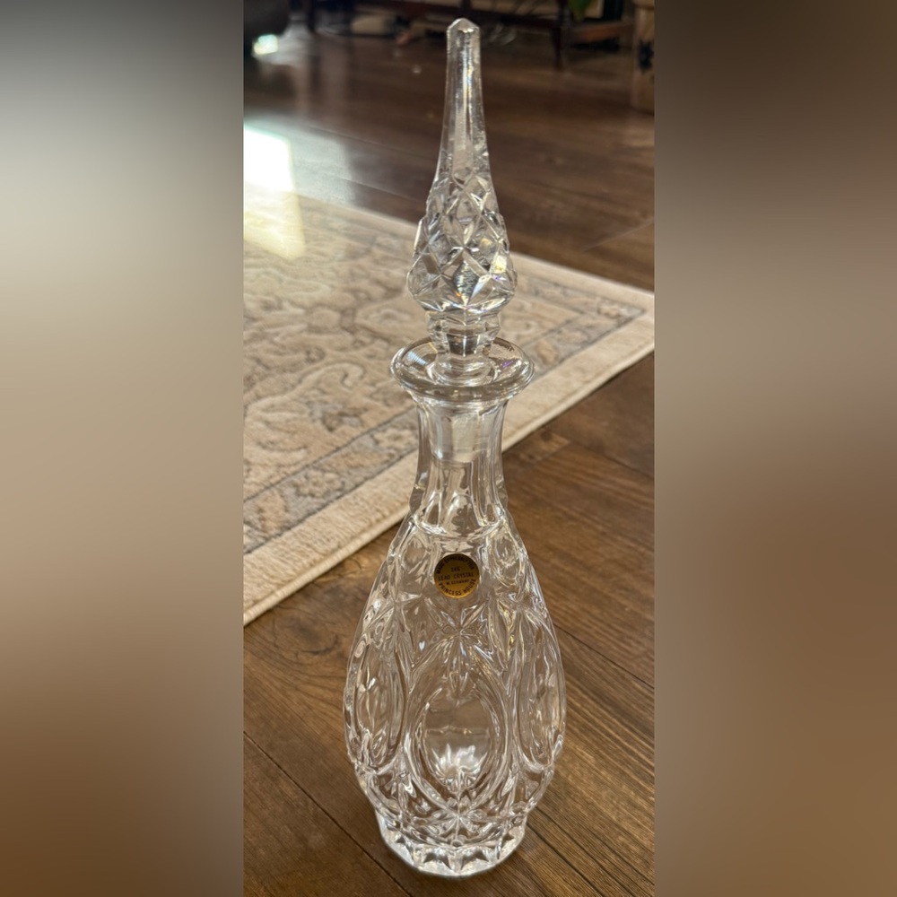 Princess House Lead Crystal Decanter with Gold Accent